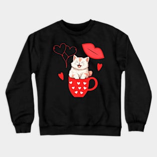 Cute kitten, coffee and cat lovers Crewneck Sweatshirt